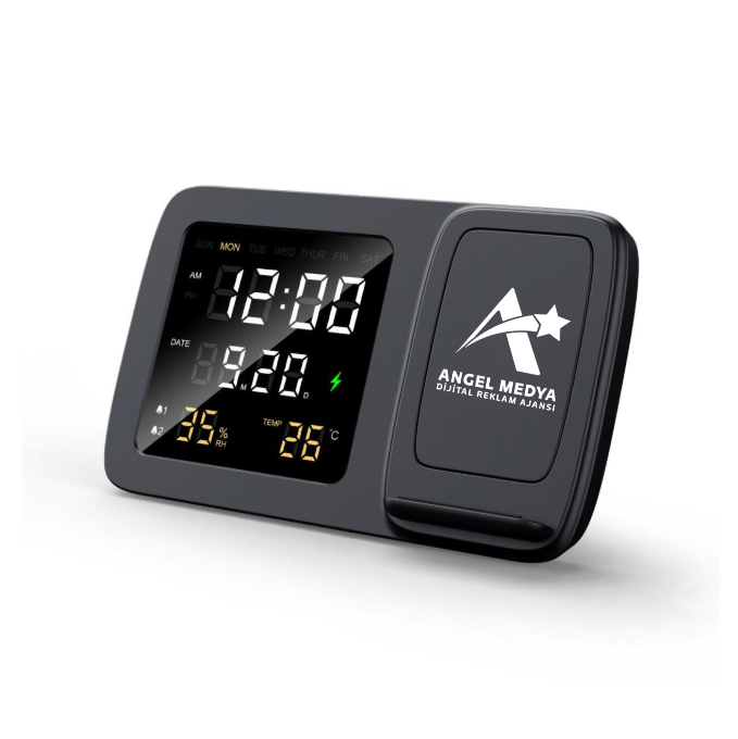 CLOCK DİJİTAL SAATLİ KABLOSUZ ŞARJ CİHAZI